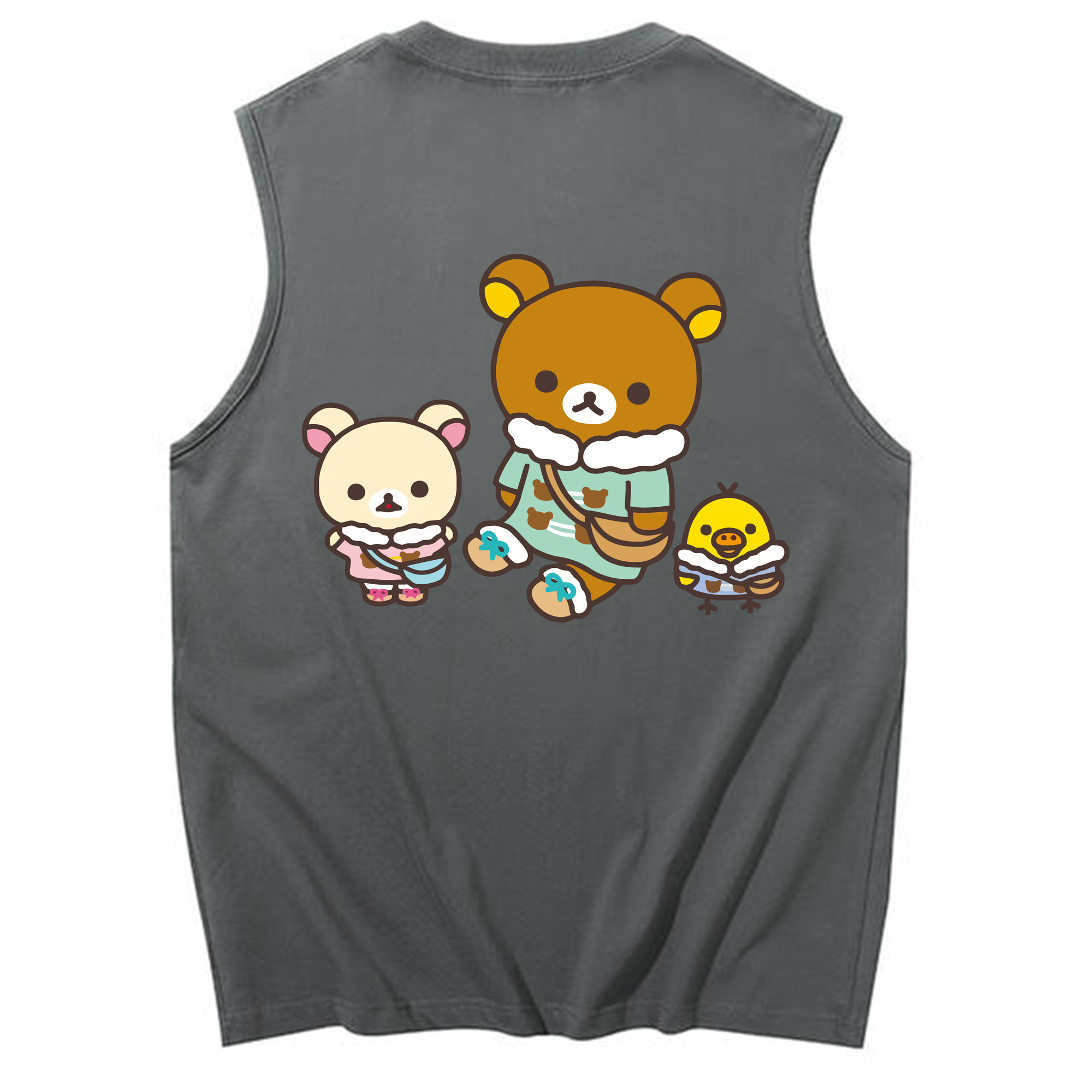 （画像用） リラックマ リラックマ キイロイトリ Rilakkuma Korilakkuma Kiiroitori コットン100％タンクトップ（背面プリント）
